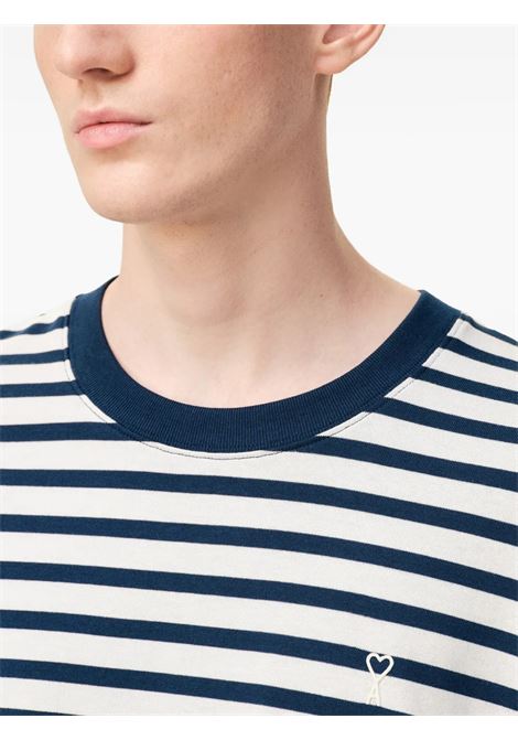 t-shirt mariniere ls blu e bianca AMI PARIS | UTS375.JE0210A044